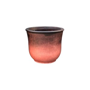 Small 9.8 in. Tall Red Lightweight Concrete Modern Vibrant Ombre Round Planter