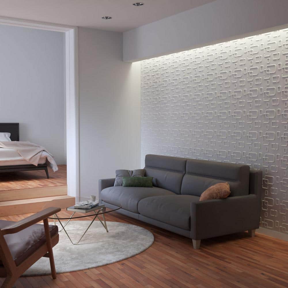 White Textured 3D PVC Decorative Wall Panel 11-7/8" x 11-7/8"