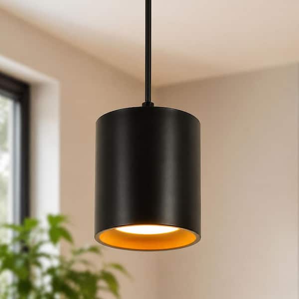 8-Watt 1-Light Black and Gold Dimmable 5 CCT Integrated LED Mini Pendant Light, Modern Haing Light for Dining Room