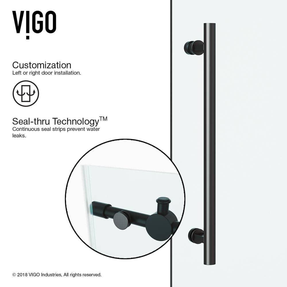 Elan 60" Matte Black Frameless Sliding Tub Door with Clear Glass