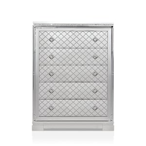 Casilla 5-Drawer Silver Chest of Drawers 51.5 in. H x 36 in. W x 18.25 in. D