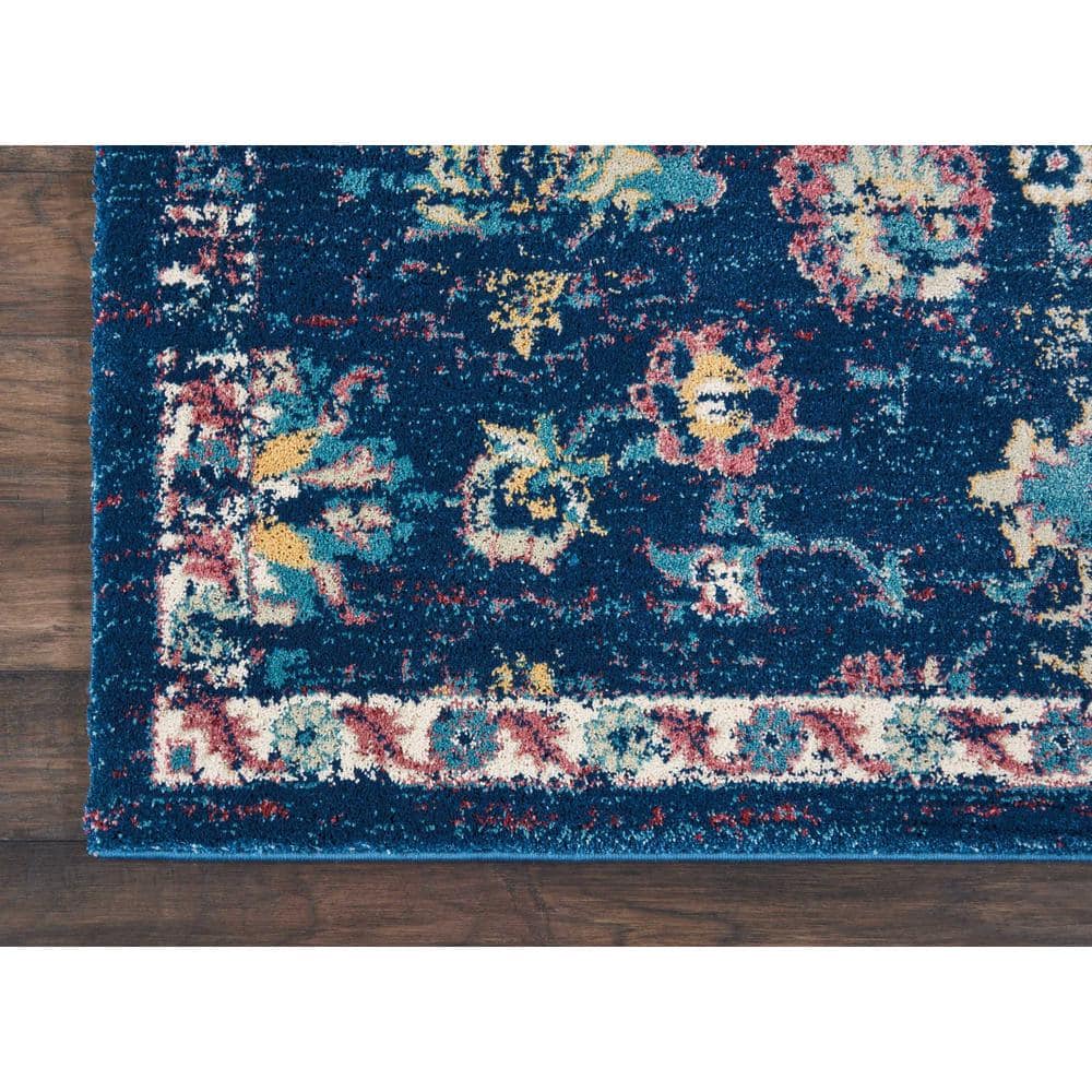 Elegant Fusion Floral Blue Rectangular Area Rug 7'10" x 10'6"