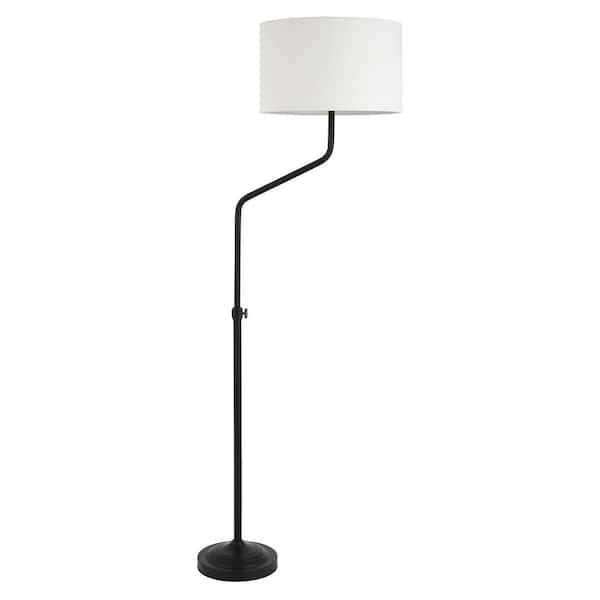HomeRoots 66 in. Black and White 1 1-Way (On/Off) Standard Floor Lamp for Living Room with Cotton Drum Shade