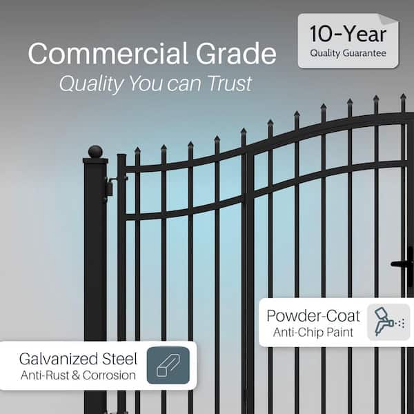 ALEKO 18 ft. x 7 ft. VIENNA Black Metal Steel Dual Swinging