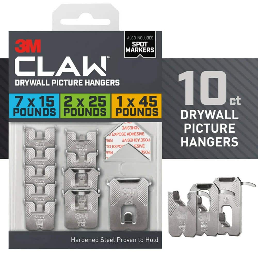 3M CLAW 15 lbs. 25 lbs. 45 lbs. Drywall Picture Hanger with Spot