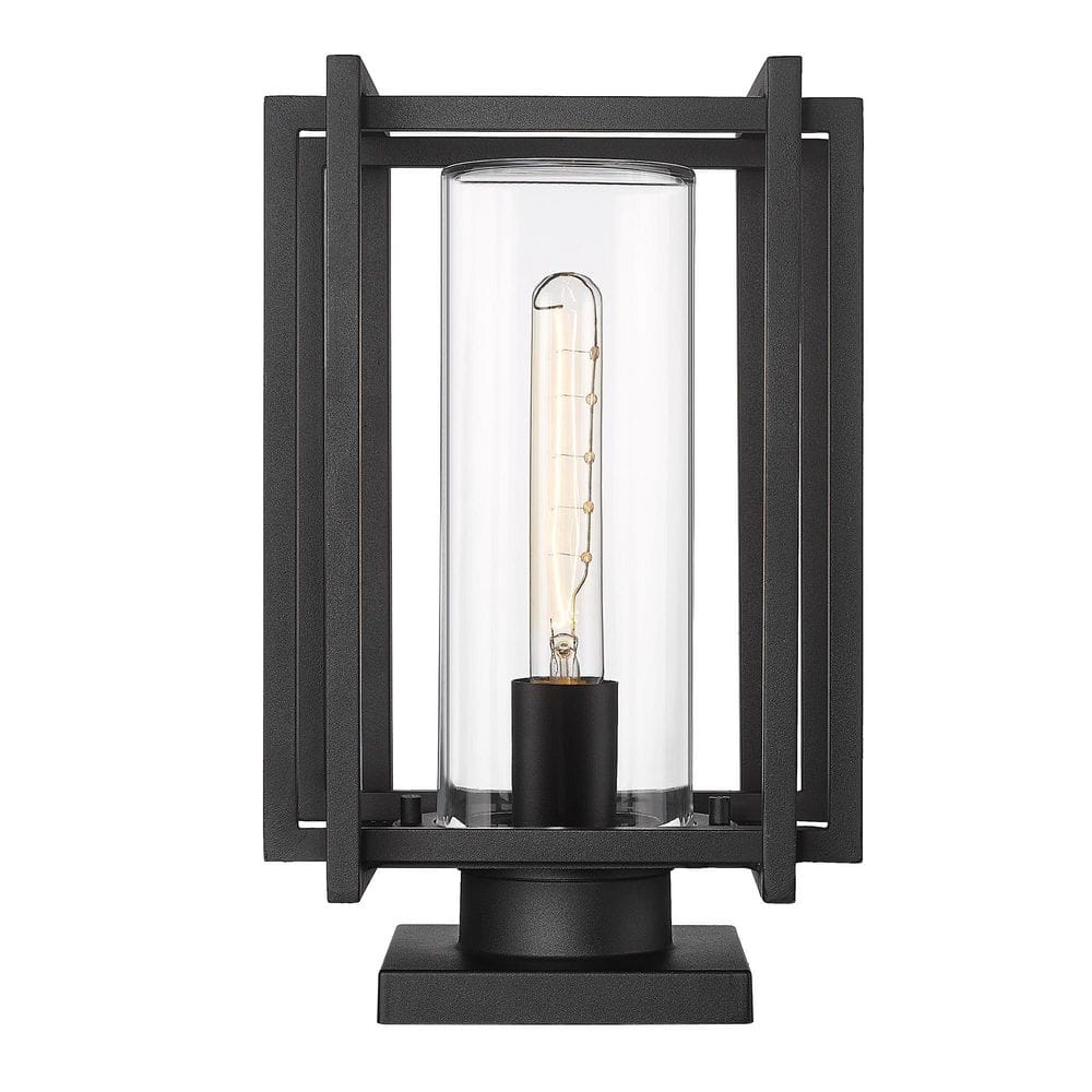 Tribeca Natural Black Geometric Outdoor Pier Mount Light
