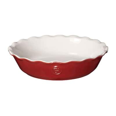 9 in. Round Modern Classics Ceramic 1.7 qt. Pie Dish Pan in Red