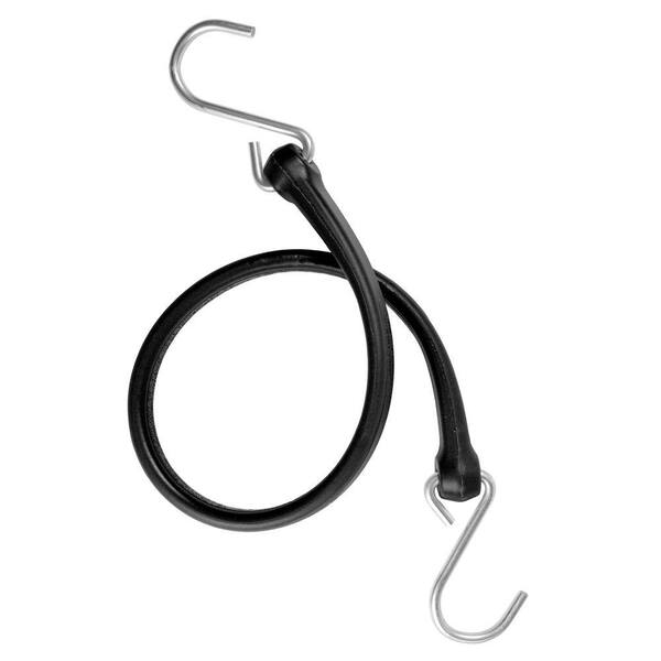The Perfect Bungee 19 in. Polyurethane Bungee Strap with Galvanized S-Hooks (Overall Length: 24 in.) in Black