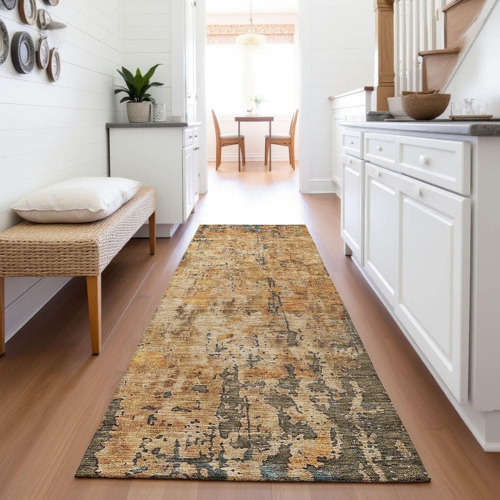 Mayfield Premium Machine Washable Abstract AMF1203 Copper 2 ft. 3 in. x 7 ft. 6 in. Runner Rug price history on PriceWatchPro