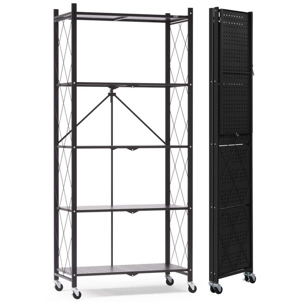 5-Tiers Metal Folding Shelves Storage Shelving Unit in Black for Garage, Kitchen (31.5 in. W x 70.7 in. H x 13.7 in. D) price history on PriceWatchPro