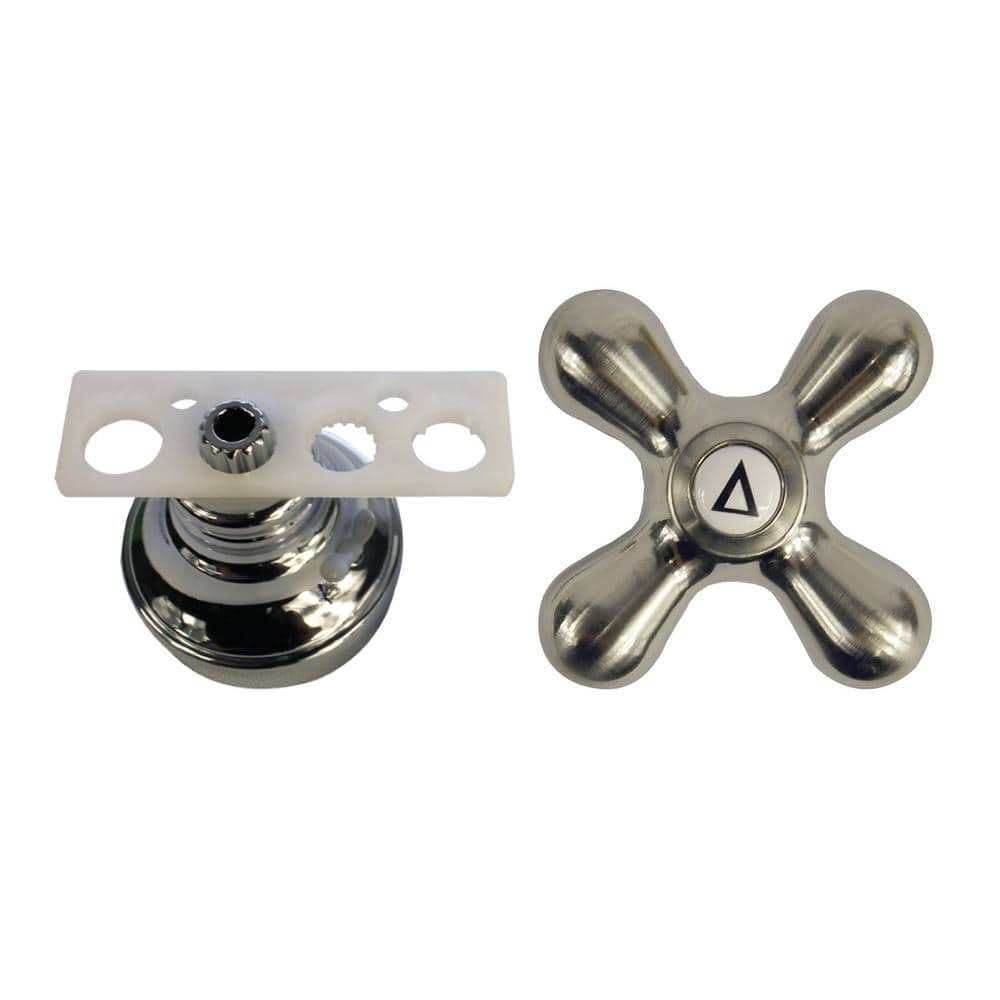 Brushed Nickel Cross-Arm Faucet Handle with Adapters