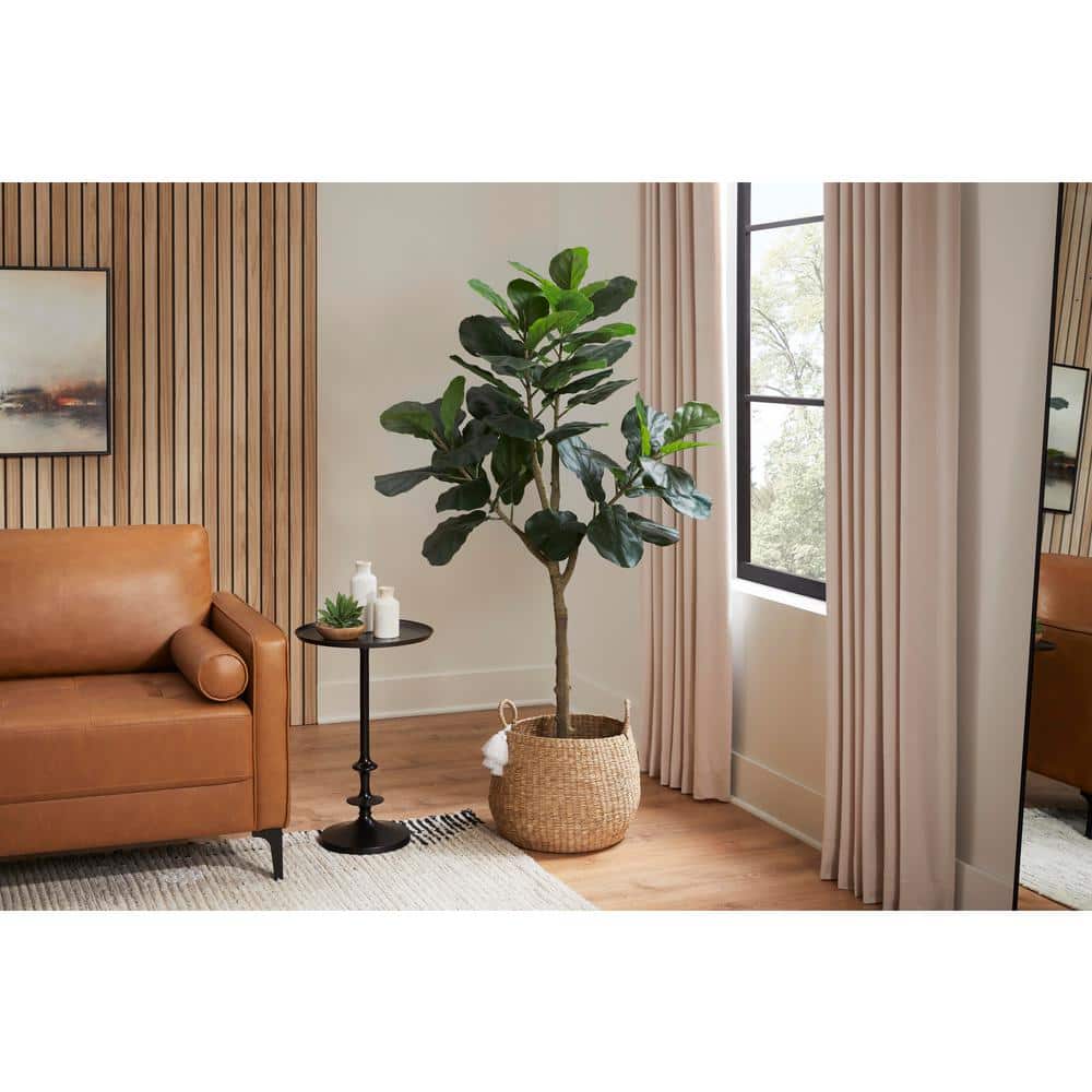 StyleWell 5ft Faux Fiddle Leaf Fig Tree in White Pot T4441