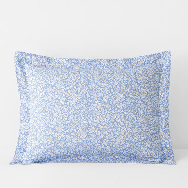 The Company Store Company Cotton Serene Floral Light Blue Multi Cotton Percale Standard Sham