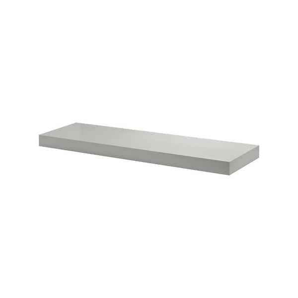 Unbranded BIG BOY 35.4 in. x 9.8 in. x 2 in. Silver MDF Floating Decorative Wall Shelf with Brackets