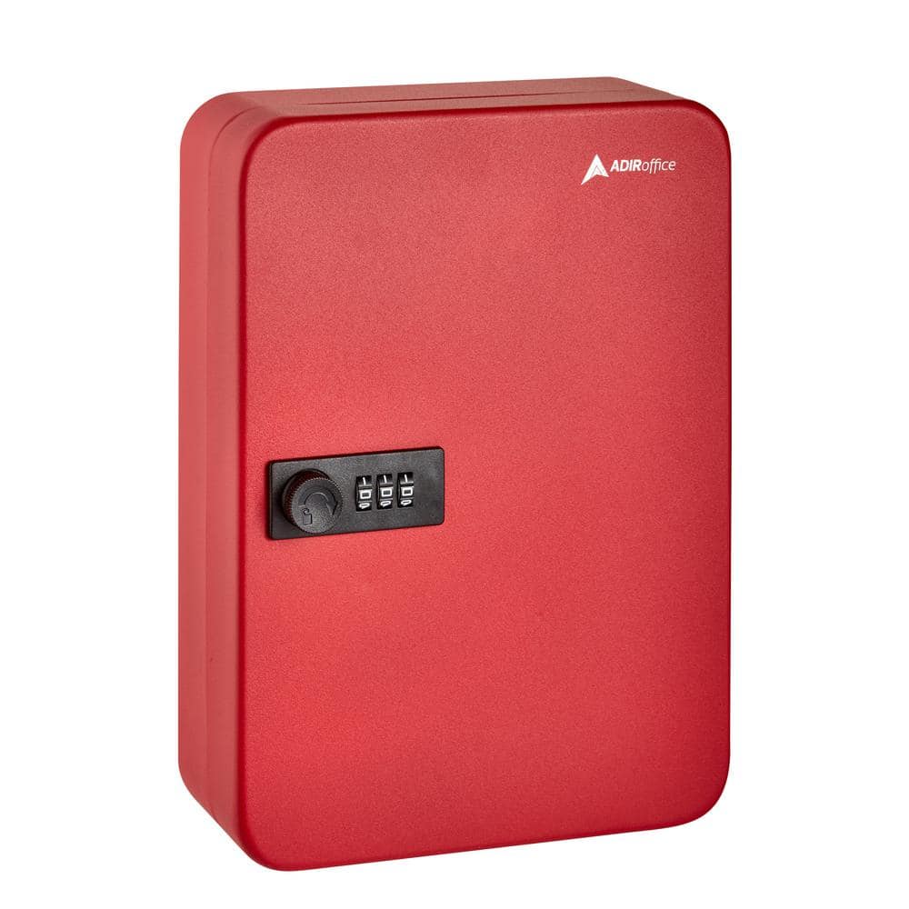Red Steel Wall-Mount 48-Key Combination Lock Cabinet
