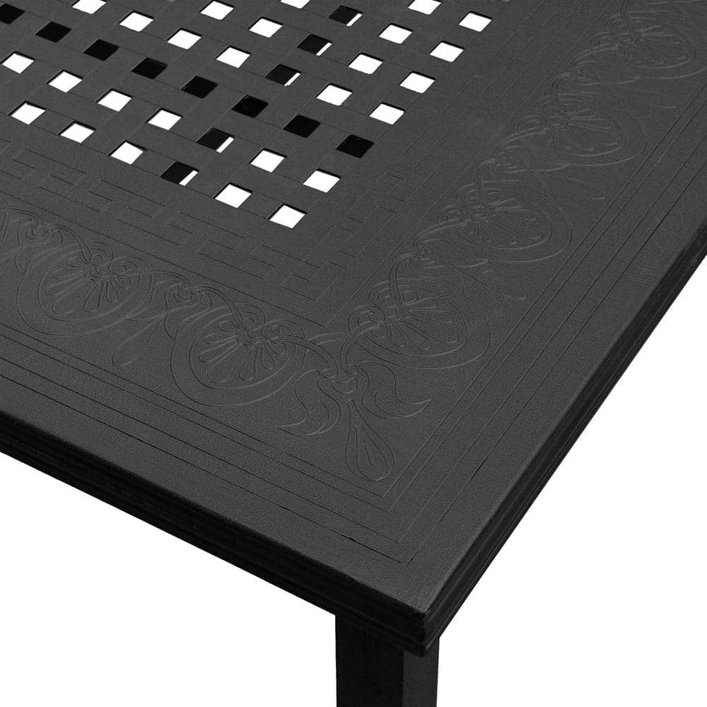 Black Aluminum 95" Rectangular Outdoor Patio Dining Set with 8 Chairs