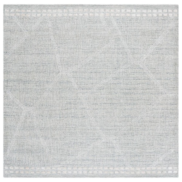 SAFAVIEH Abstract 6 ft. x 6 ft. Light Gray/Ivory Geometric Solid square Area Rug