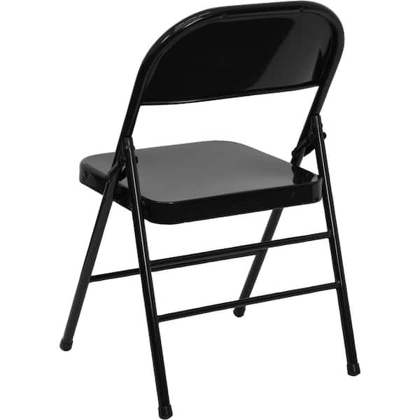 Carnegy Avenue Black Metal Folding Chair (2-Pack) CGA-RB-275031-BL