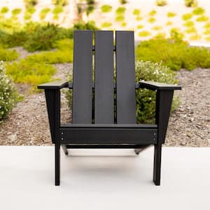 Arcadia Black Plastic Outdoor Patio Adirondack Chair (Single)
