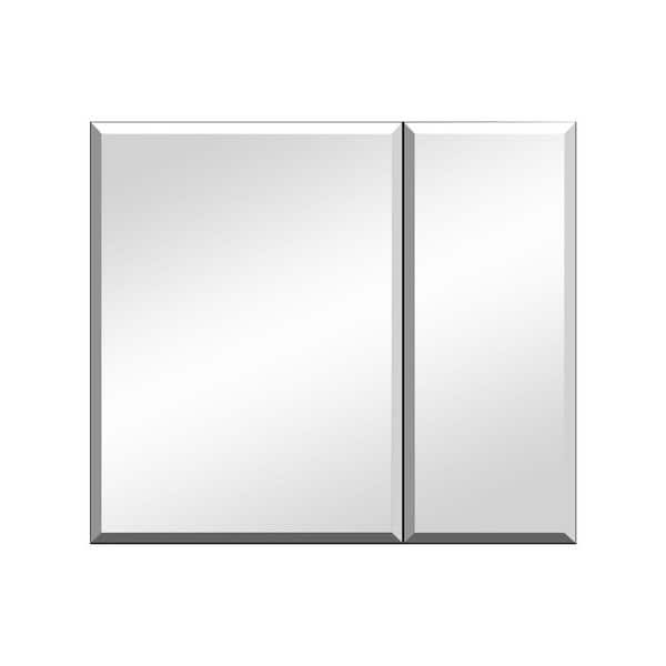Avex Silver 30 in. W x 26 in. H Rectangular Aluminium Framed Medicine Cabinet with Mirror