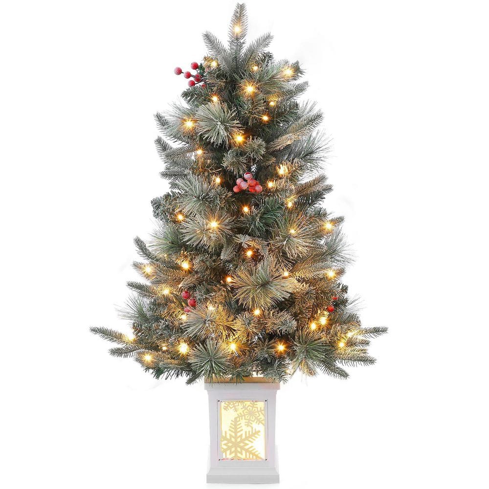 3 ft. Prelit Artificial Christmas Tree with Snow-Flocked Tips, Lighting Snowflake Decorative Base, 78 Warm White LED price history on PriceWatchPro