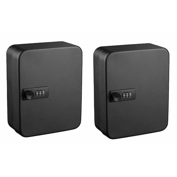 AdirOffice 30-Key Steel Secure Safe Lock Box Key Cabinet with Combination Lock, Black (2-Pack)