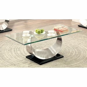 Clarkton 48 in. Satin Plated Rectangle Glass Coffee Table