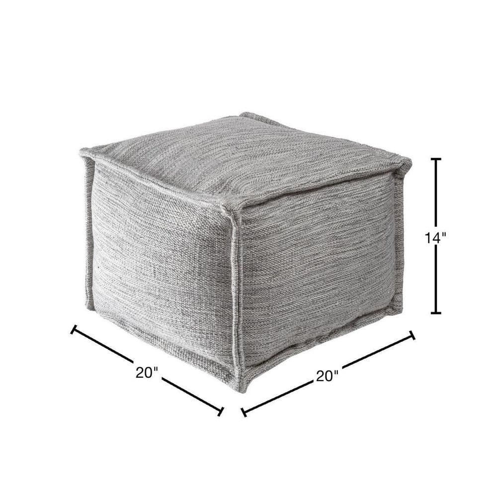 Contemporary Gray Flatwoven Indoor/Outdoor Ottoman Pouf