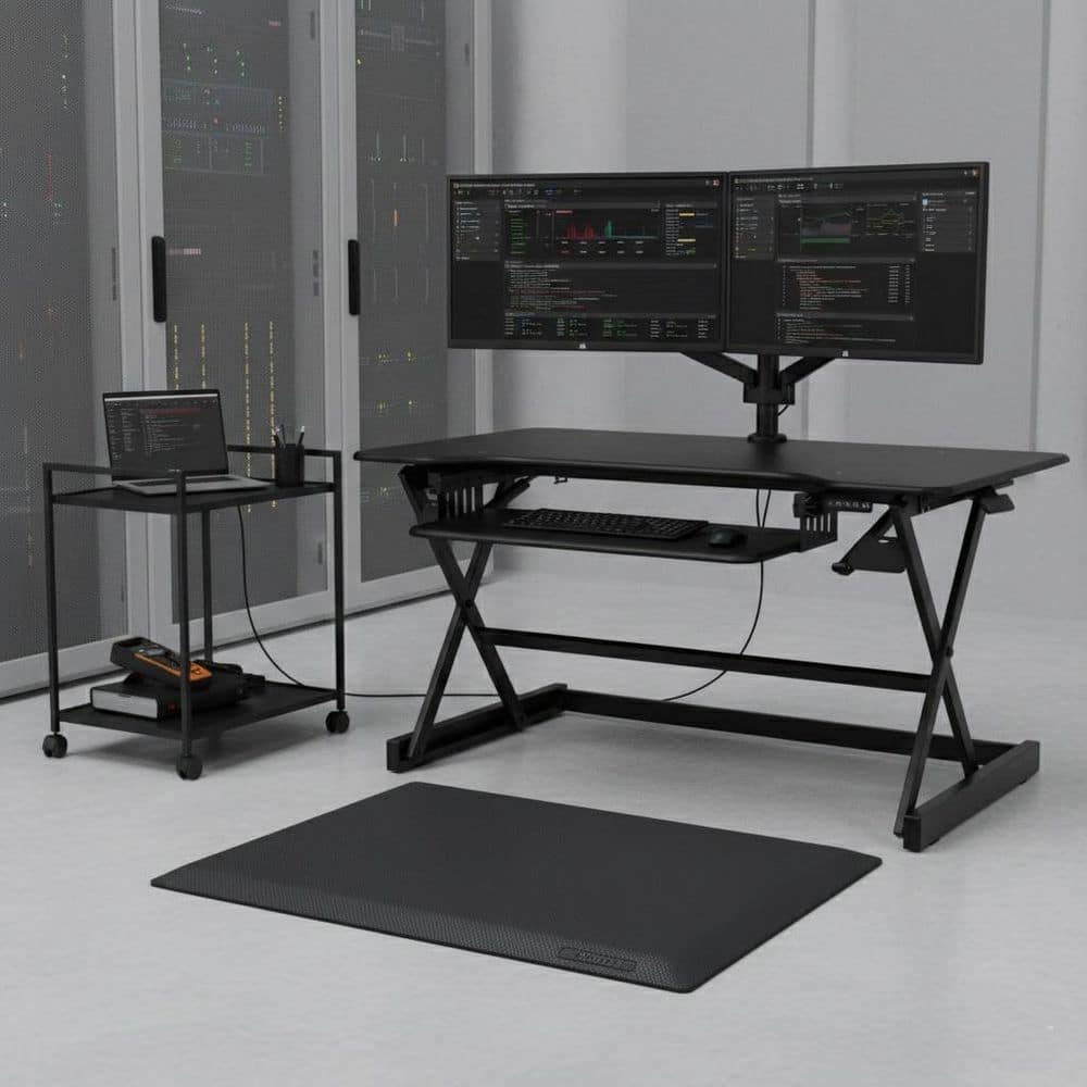 Computer Desk Platform ROCELCO 40 in. W Black Height Adjustable Standing Desk Converter with ...