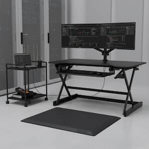 40 in. W Black Height Adjustable Standing Desk Converter with Anti Fatigue Mat Tall Computer Riser Platform