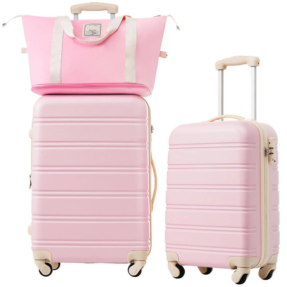 Tatahance 2-Piece Light Pink ABS Hardside Lightweight Luggage Set