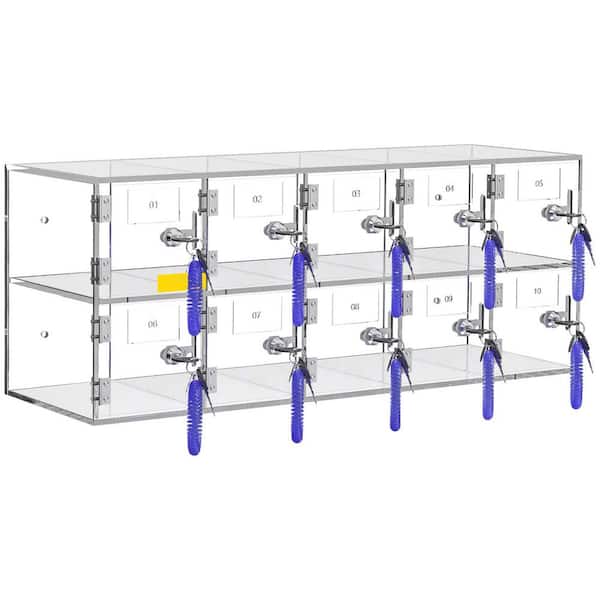 Cell Phone Storage Locker, Wall-Mounted Cabinet Pocket Office Classroom Gym Box, 10 Slots Acrylic Material