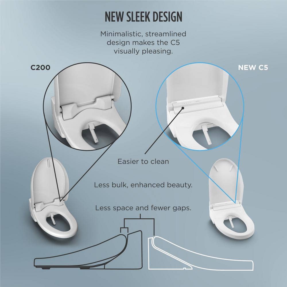 Cotton White Heated Elongated Bidet Toilet Seat with Remote