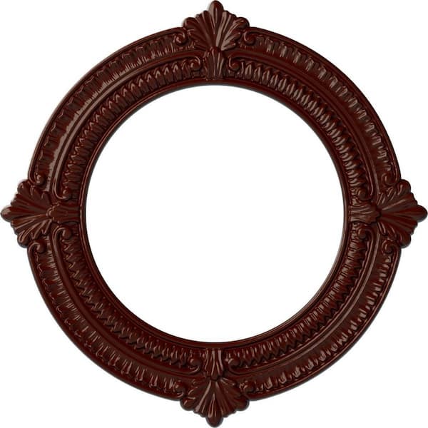 Ekena Millwork 5/8" x 13-1/8" x 13-1/8" Polyurethane Benson Ceiling Medallion, Brushed Mahogany