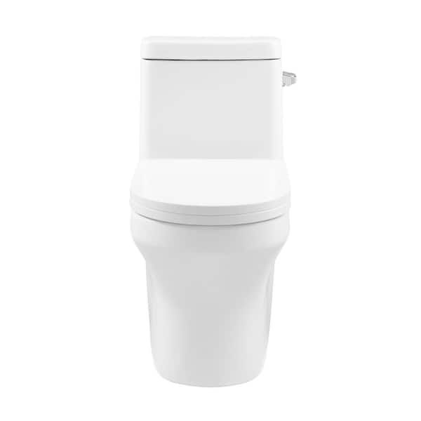 Carlton Plumbing Vezina One-Piece Elongated 12 in. Rough-in 1.28 GPF Right Vortex Single Flush Toilet in Glossy White