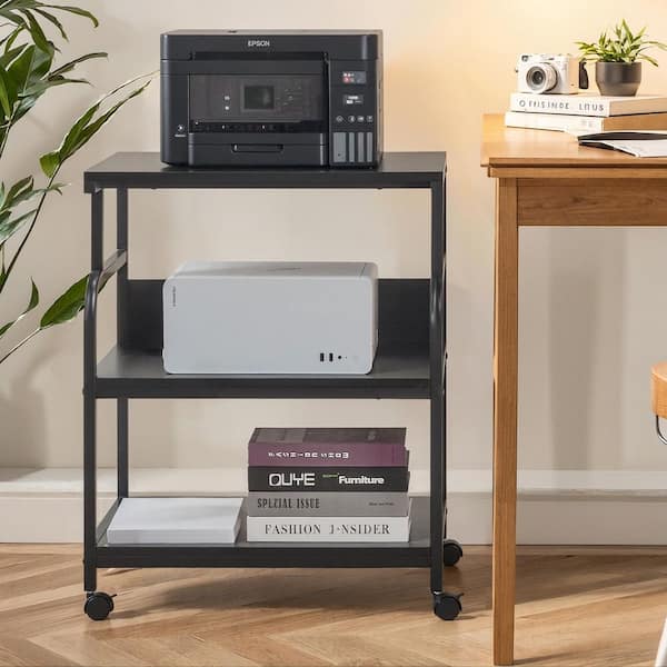 VECELO 30.2 in. Printer Stand with USB and Power Outlet, 3-Tier