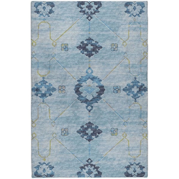 Dream Shag Premium Machine Washable Abstract ADS122 Blue 8 ft. x 10 ft. Area Rug