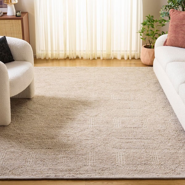 Tibetan 6 ft. x 9 ft. Ivory/Beige Faded Geometric Area Rug
