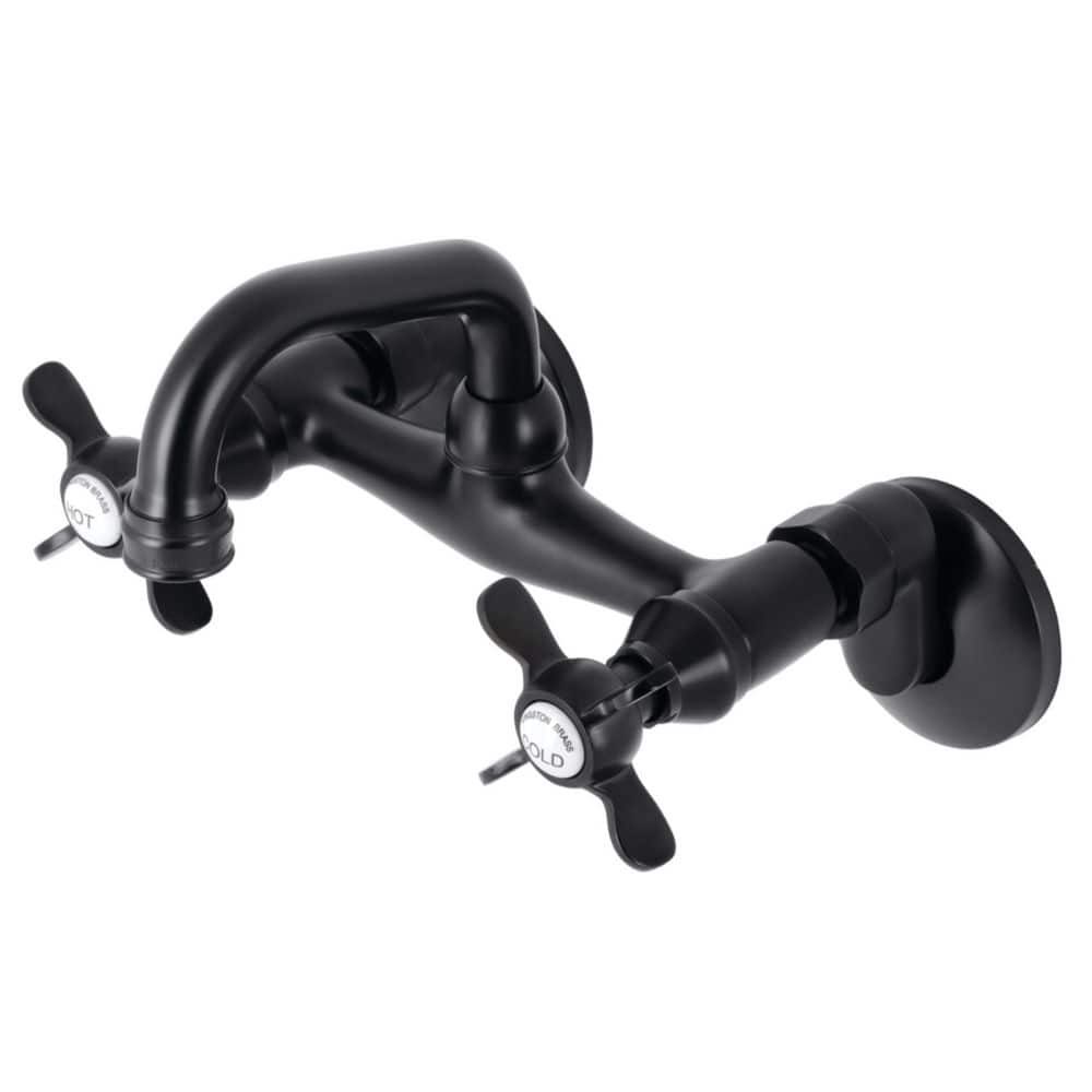 Matte Black Wall Mount Two-Handle Bar Faucet