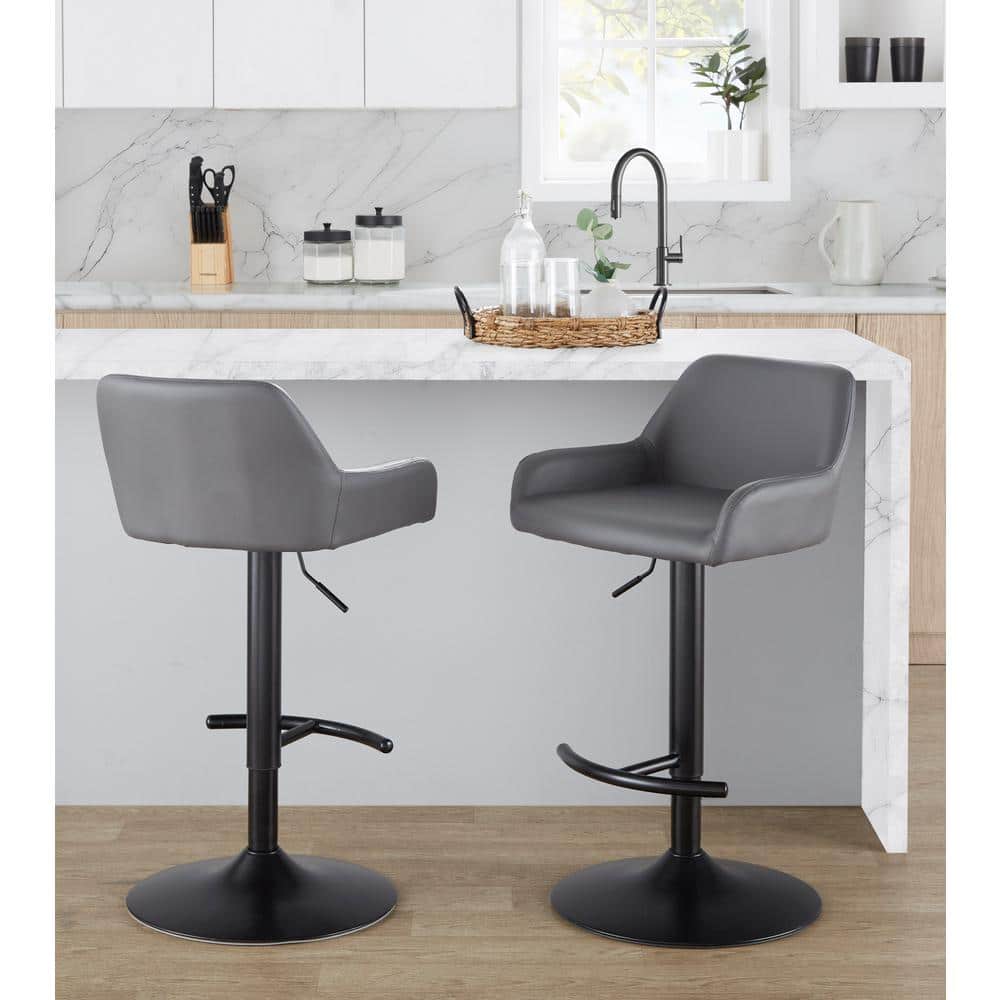 Daniella Black Adjustable Swivel Metal Barstool Set