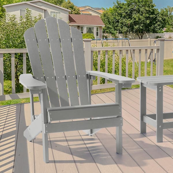 Sonkuki Light Gray Weather Resistant Plastic Adirondack Chair