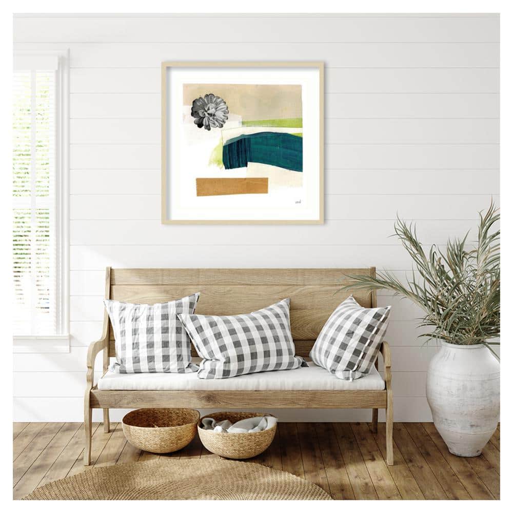 Day Beach I Abstract Giclee Print with Natural Frame
