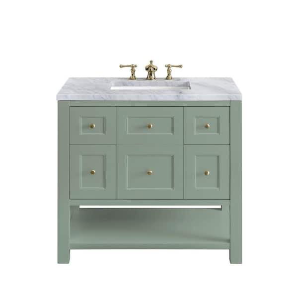 Breckenridge 36.0 in. W x 23.5 in. D x 34.2 in . H Bathroom Vanity in Smokey Celadon with Carrara Marble Marble Top