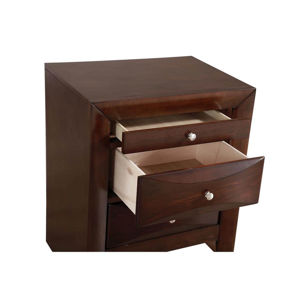 Marilla Cappuccino 3-Drawer Solid Wood Nightstand