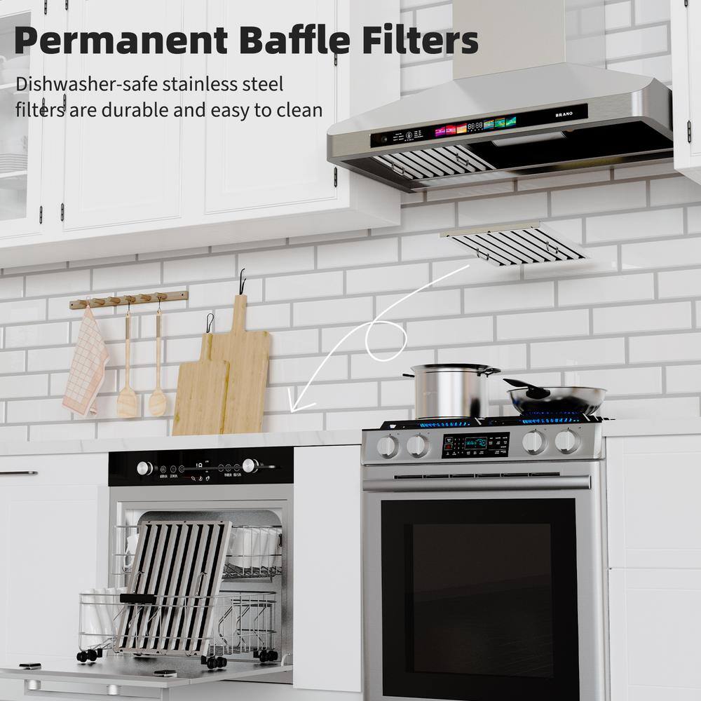 30-Inch Stainless Steel Convertible Wall Mount Range Hood with Touch Control