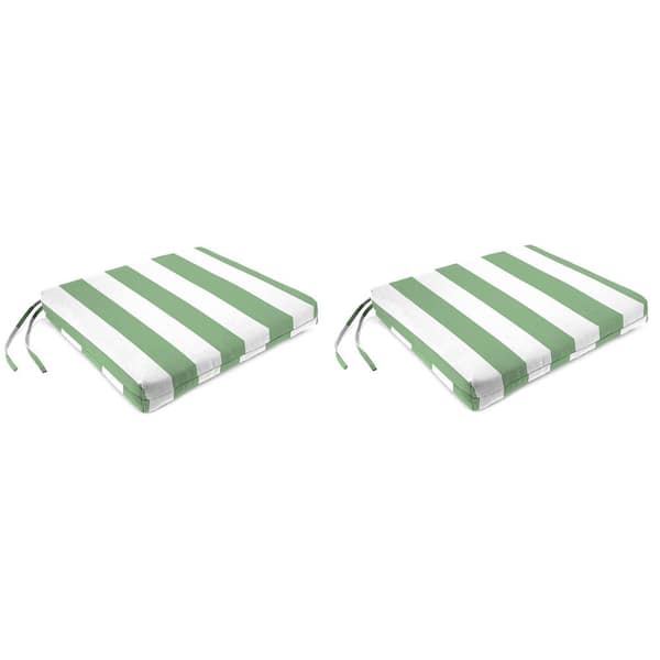 Jordan Manufacturing 19 in. L x 17 in. W x 2 in. T Outdoor Seat Cushion in Awning Cucumber (2-Pack)