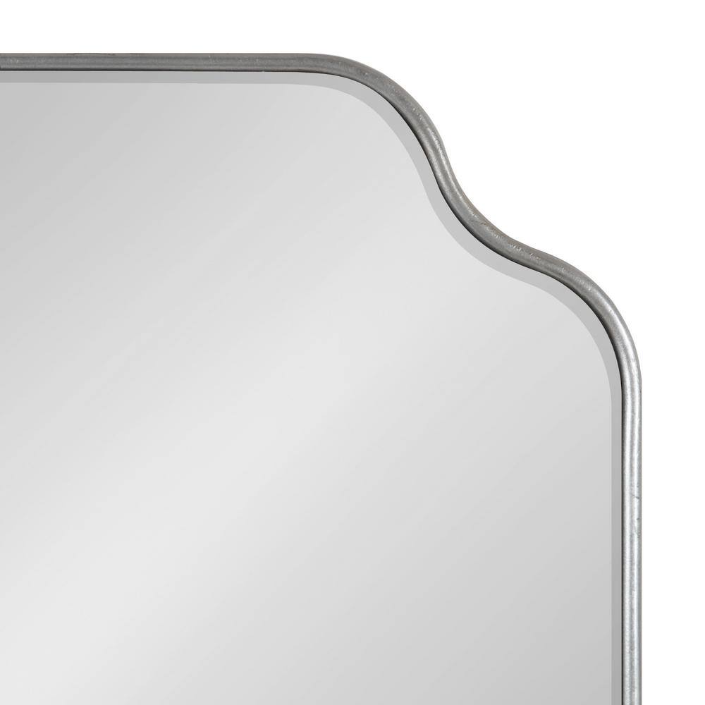 Scalloped Edge Silver Full-Length Wooden Vanity Mirror
