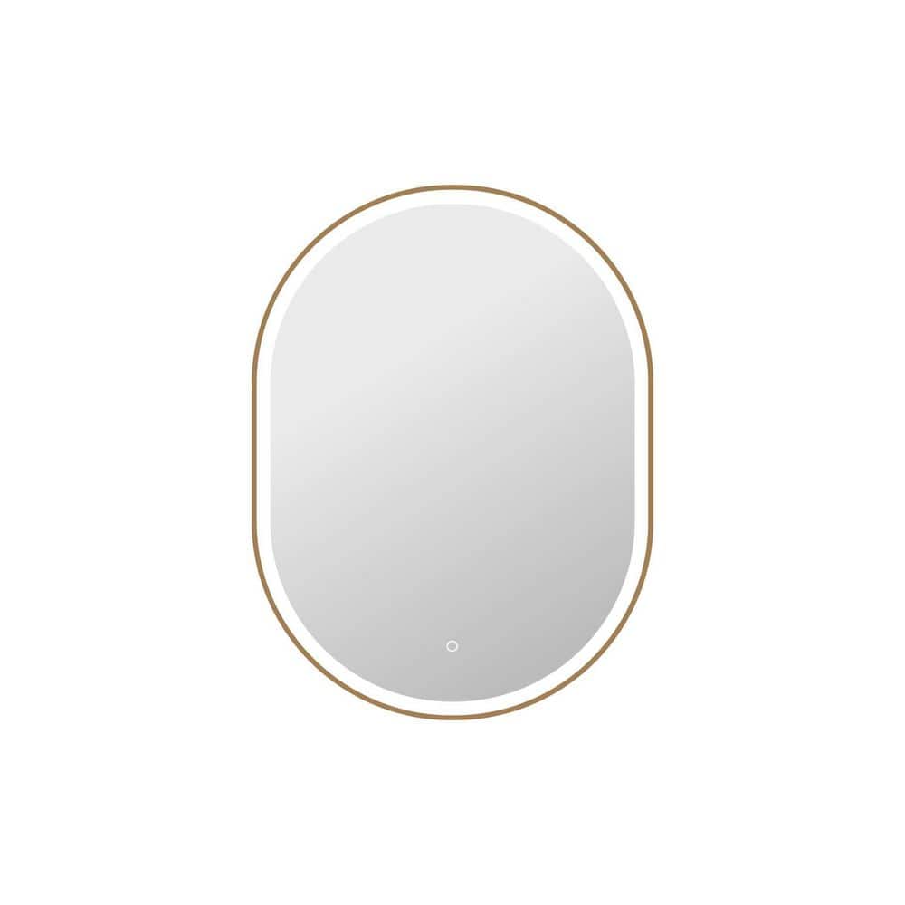 30 in. W x 40 in. H Oval Framed LED Wall Mirror in Satin Gold price history on PriceWatchPro
