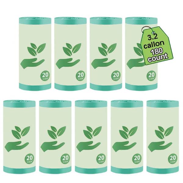 180-Pack 3.2 Gal. Compostable Trash Bags, Extra Thick Kitchen Waste Liners for-Countertop Bin, 12 L Capacity