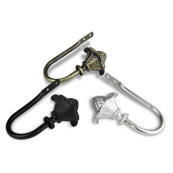 Florian Antique Brass Steel Hook Curtain Holdback (Set of 2)